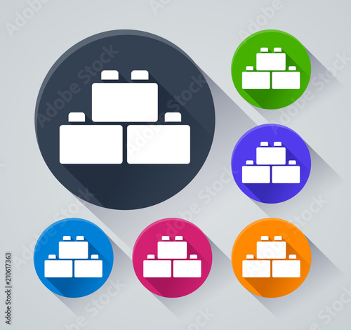 blocks circle icons with shadow