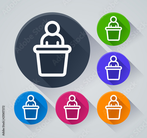 speaker circle icons with shadow