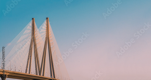 Close-up of Bandra Worli Sea link in Mumbai, India photo