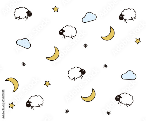 Obraz na plátně Cute night seamless pattern background for kids bedtime sleeping