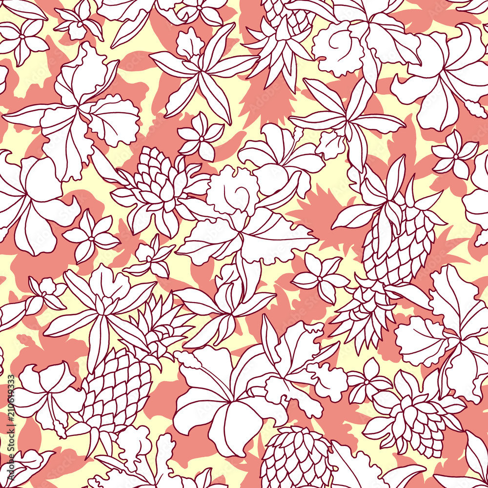 トロピカルフラワー柄 Stock Vector Adobe Stock