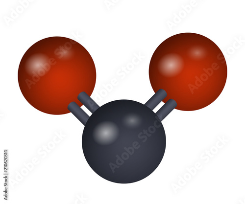 A molecule of carbon dioxide. CO2 3D formula. Vector illustration. Chemical structure.