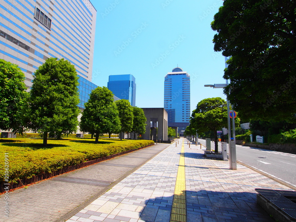 Modern skyscrapers in business district of Makuhari, Chiba, Japan