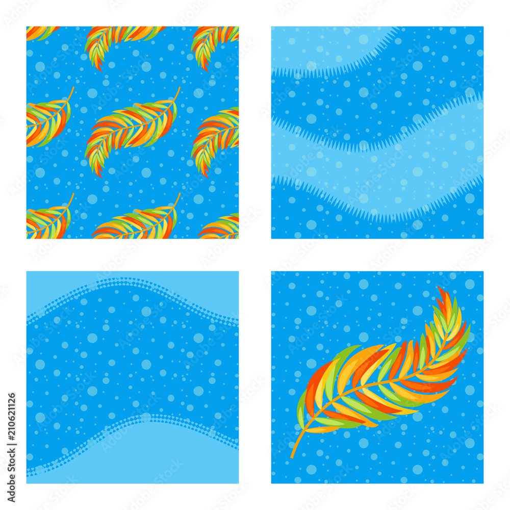 Obraz premium The set of Colored patterns and backgrounds with leaves abstract flat isolated