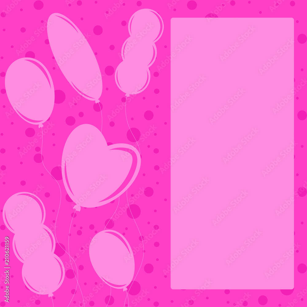 Flat monochromatic silhouettes of balloons on a pink background. Suitable for greeting card. Flat monochromatic silhouettes of balloons on a pink background. Suitable for greeting card.