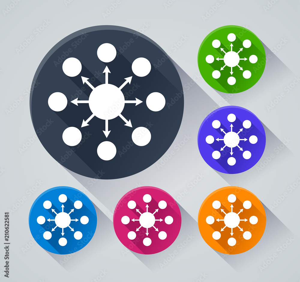 network circle icons with shadow