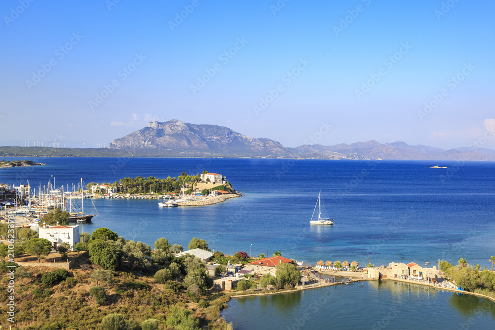 Taslik beach with lake and Sea port of Datca, Turkey