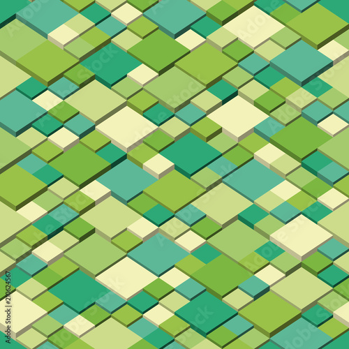 Spring. Seamless pattern of geometric shapes - isometric style, colors of spring