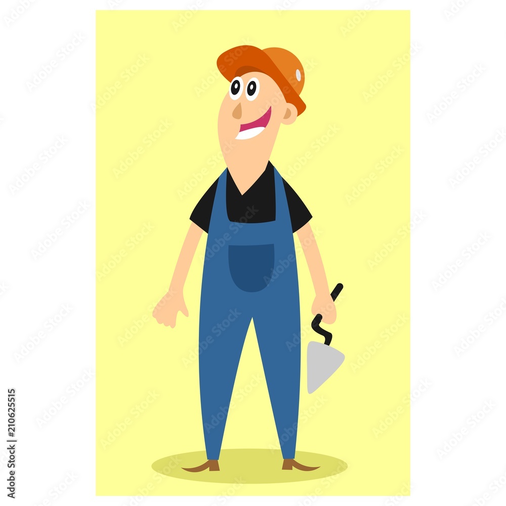 funny cute builder workman cartoon character