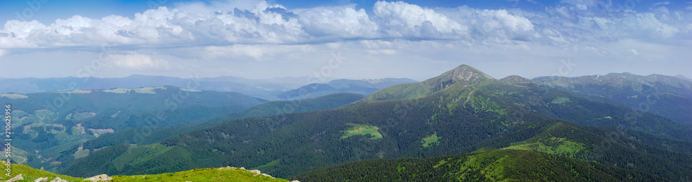 Fototapeta premium Large panorama of the Eastern Carpathians, Ukraine