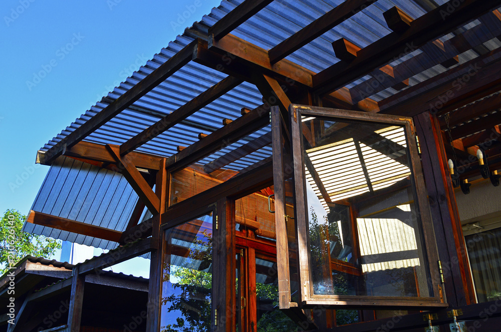 Obraz premium Structure of a wooden house