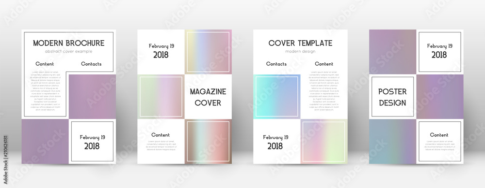 Flyer layout. Business beautiful template for Brochure, Annual Report, Magazine, Poster, Corporate Presentation, Portfolio, Flyer. Alive pastel hologram cover page.