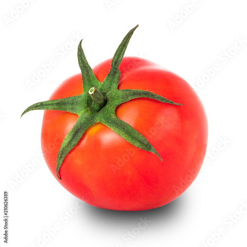 Fresh red tomato isolated on white background.
