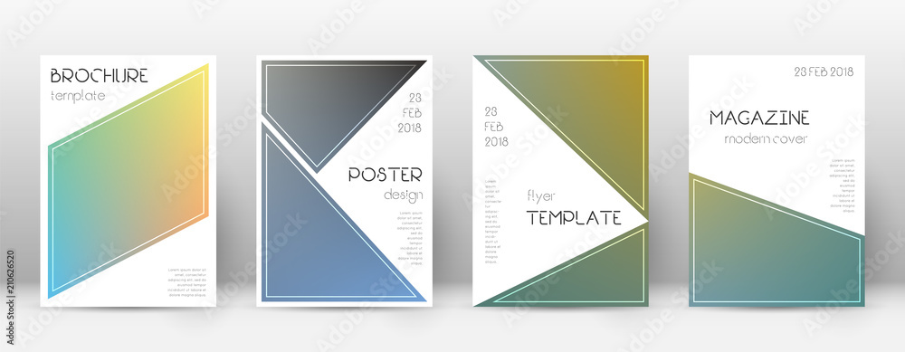 Flyer layout. Triangle classy template for Brochure, Annual Report, Magazine, Poster, Corporate Presentation, Portfolio, Flyer. Bewitching color transition cover page.