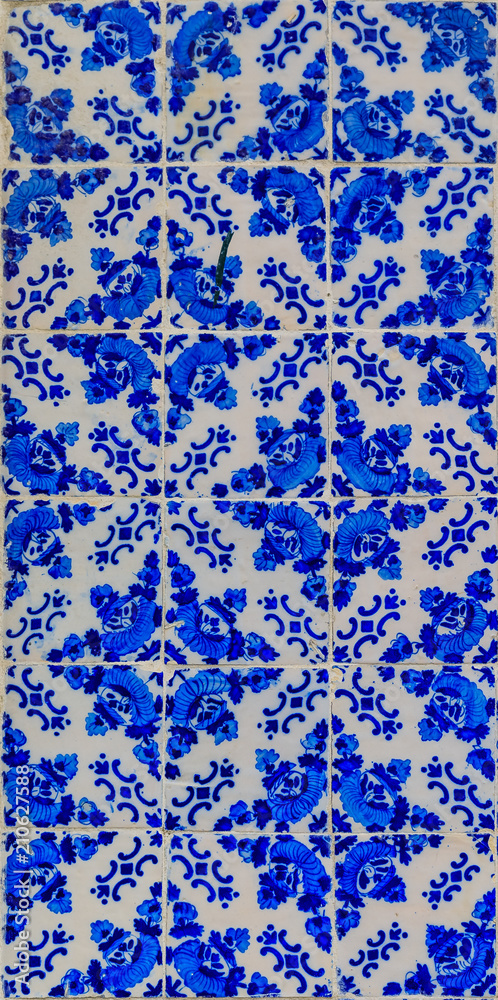 Traditional ornate portuguese azulejo tiles