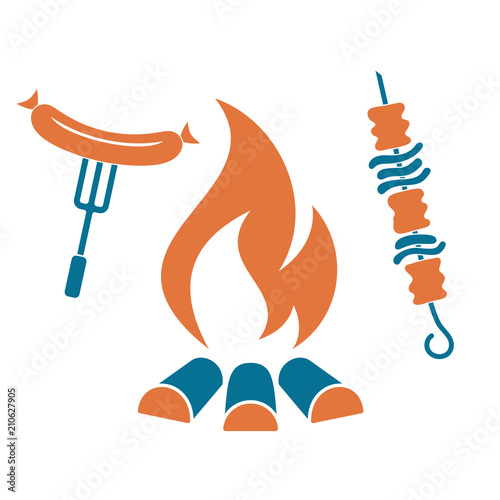 Grilled kebab and sausage icon
