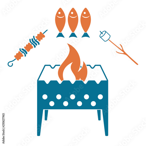 Brazier zephyr, kebab and fish icon