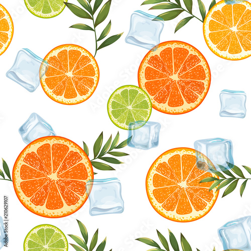 seamless pattern with citrus and ice