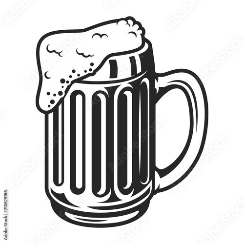 Vintage monochrome beer mug template