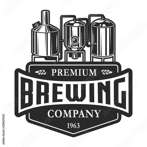 Vintage monochrome brewery label