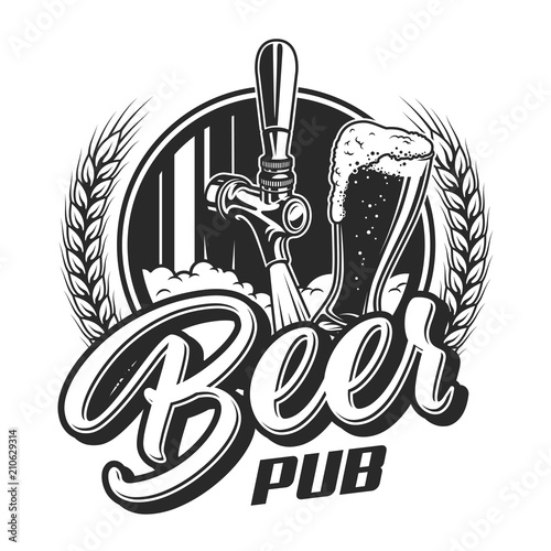 Vintage beer pub emblem