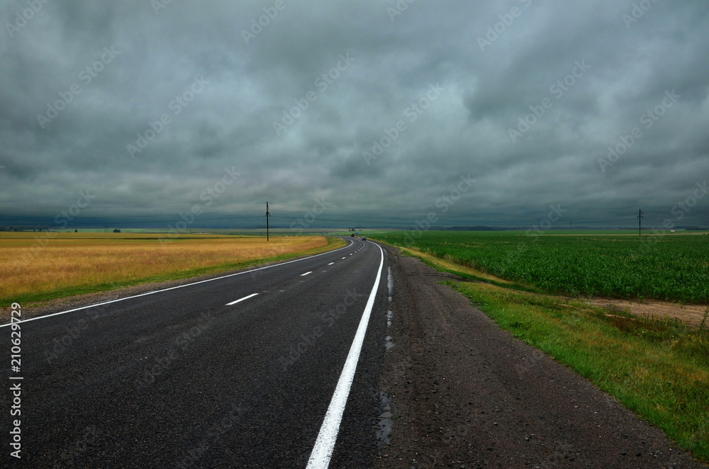 The car is expensive, going along the fields and going beyond the horizon. The car is expensive, going along the fields and going beyond the horizon.