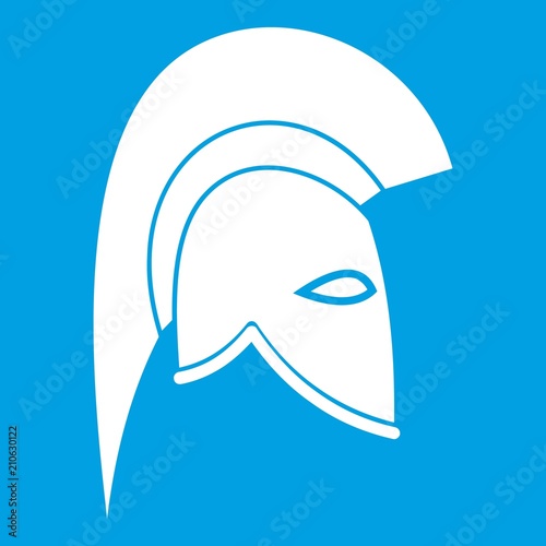 Roman helmet icon white isolated on blue background vector illustration