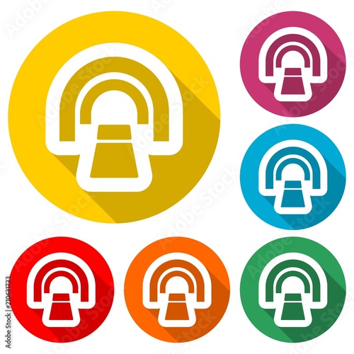 CT scan icon, CT scanner, color icon with long shadow