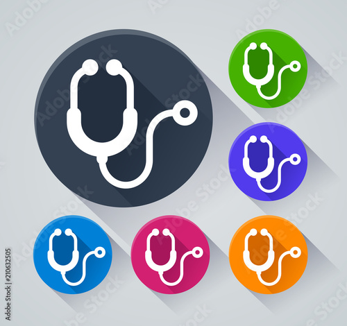 stethoscope circle icons with shadow