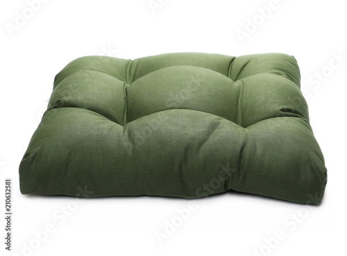 Fotografía Green soft chair cushion, pillow isolated on white background