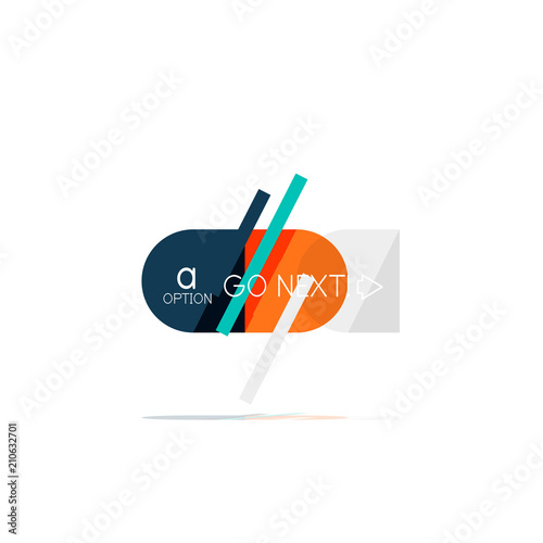 Minimal flat clean abstract option step infographic design element, geometric shapes - round squares, circles and lines layout with sample text