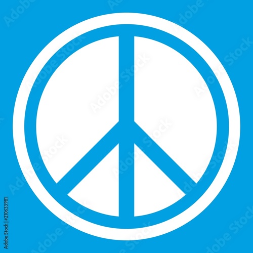 Sign hippie peace icon white isolated on blue background vector illustration