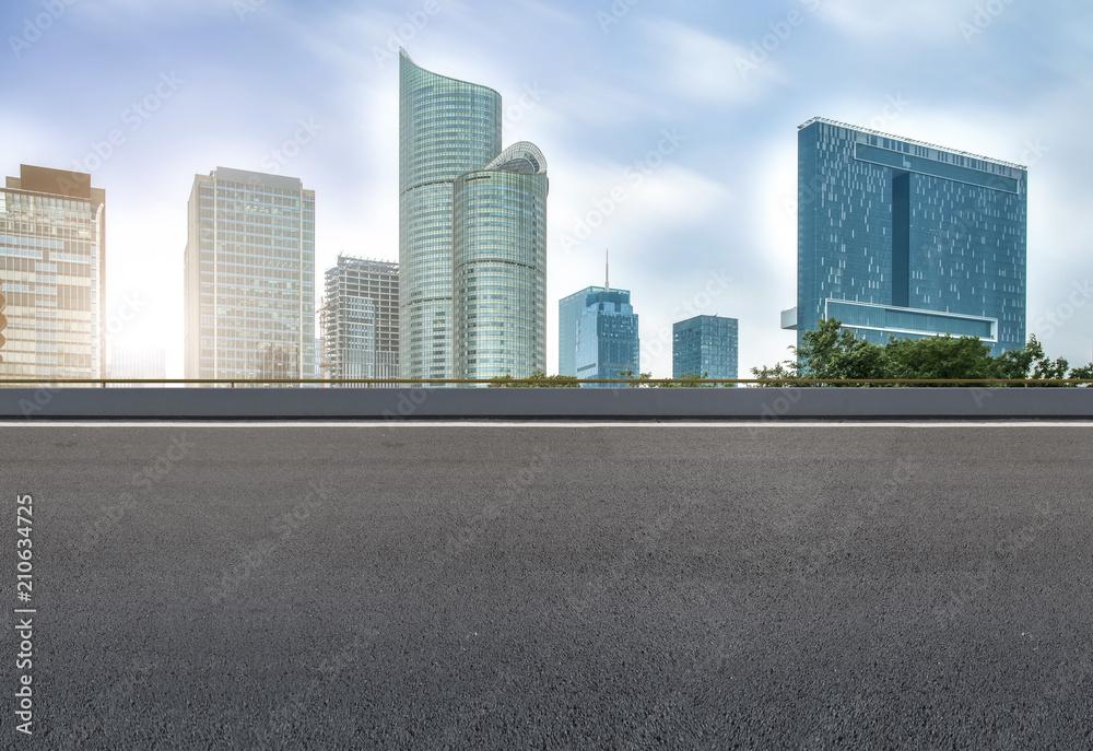 Prospects for expressway, asphalt pavement, city building commercial building, office building