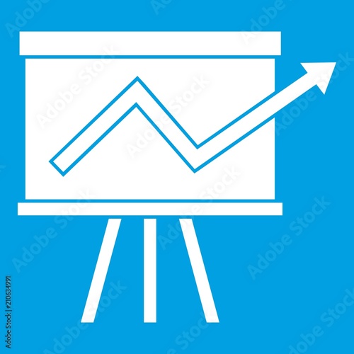 Flip chart with statistics icon white isolated on blue background vector illustration