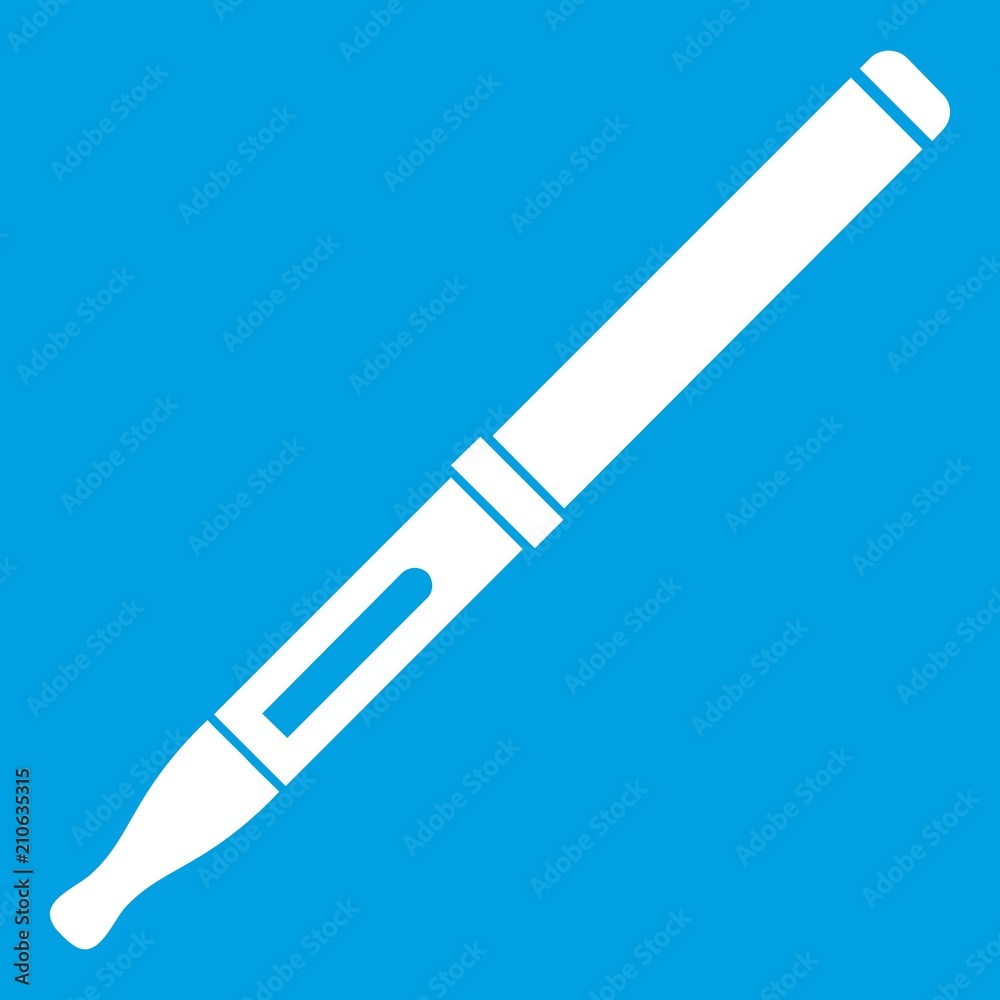 Mod and clearomizer in the kit icon white isolated on blue background vector illustration Mod and clearomizer in the kit icon white isolated on blue background vector illustration