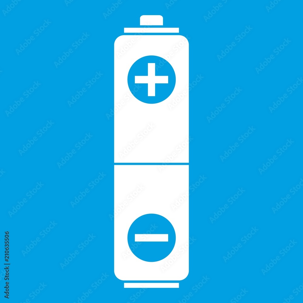 Fototapeta premium Battery icon white isolated on blue background vector illustration