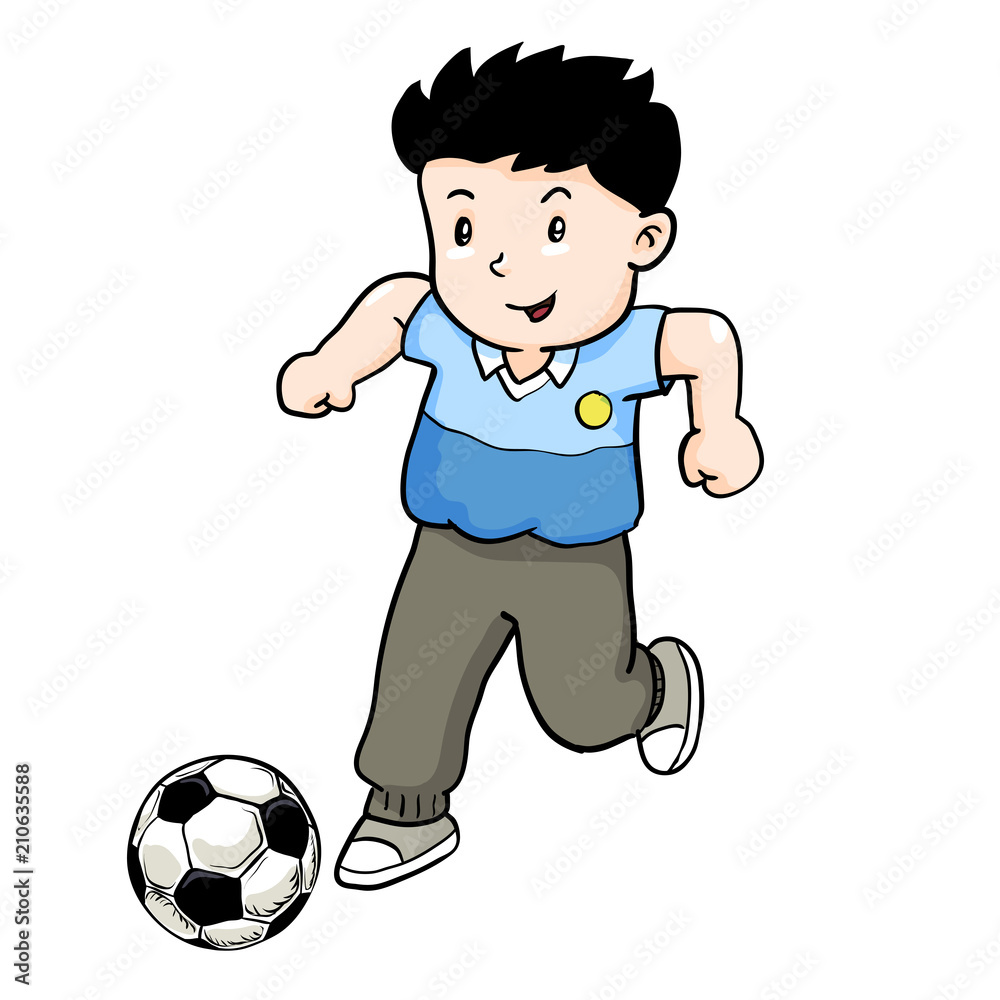 Boy playing Football -Vector Illustration. Boy playing Football -Vector Illustration.