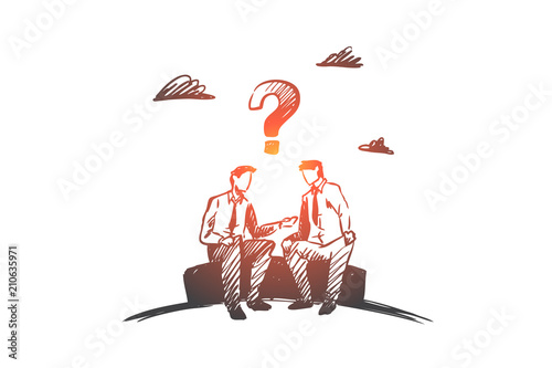 Disagreement, business, people, conflict concept. Hand drawn isolated vector.