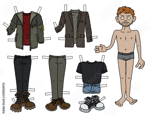 The paper doll funny boy with cutout clothes