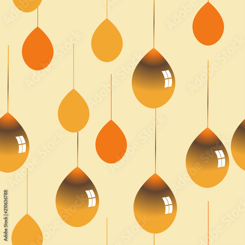 glassy honey drops rain seamless pattern in orange and gold