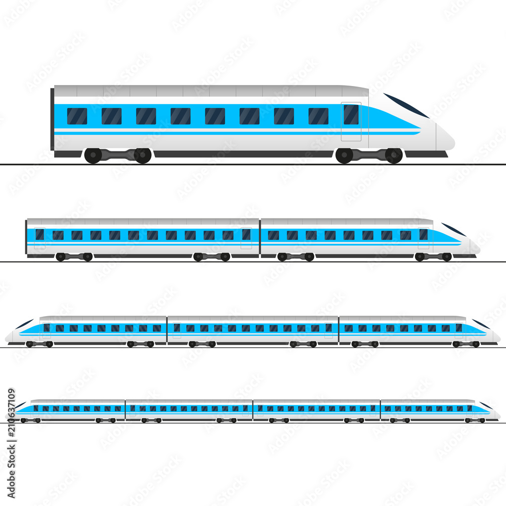 Train. Modern passenger express trains. Railway carriage. Railroad ...
