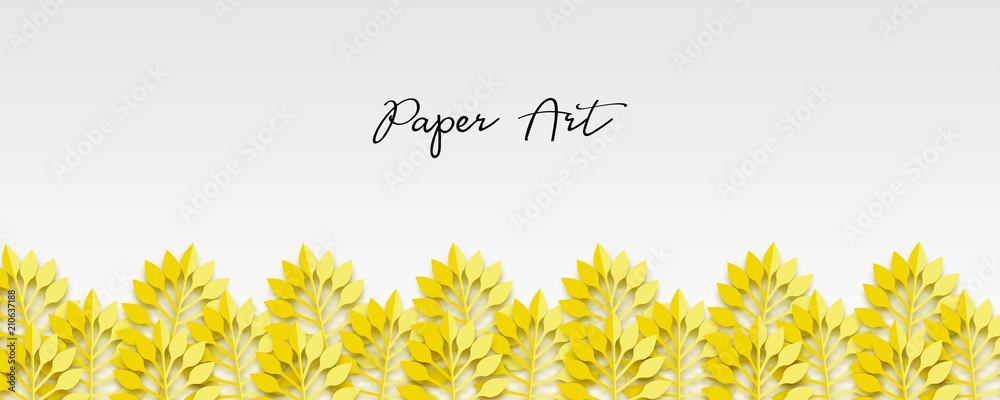 Obraz premium Paper origami fresh grass banner