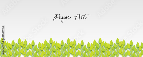 Paper origami fresh grass banner