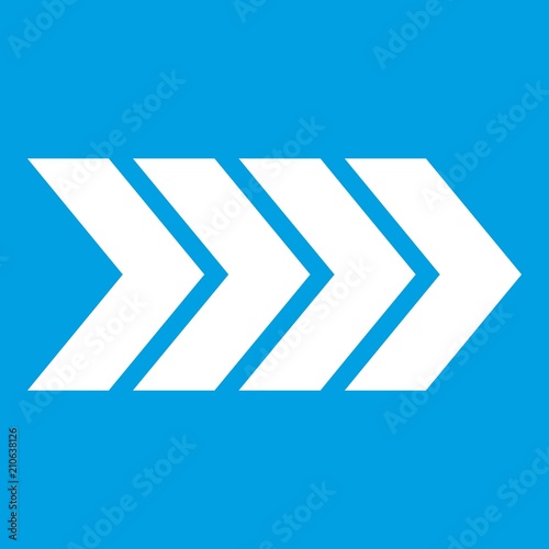 Striped arrow icon white isolated on blue background vector illustration