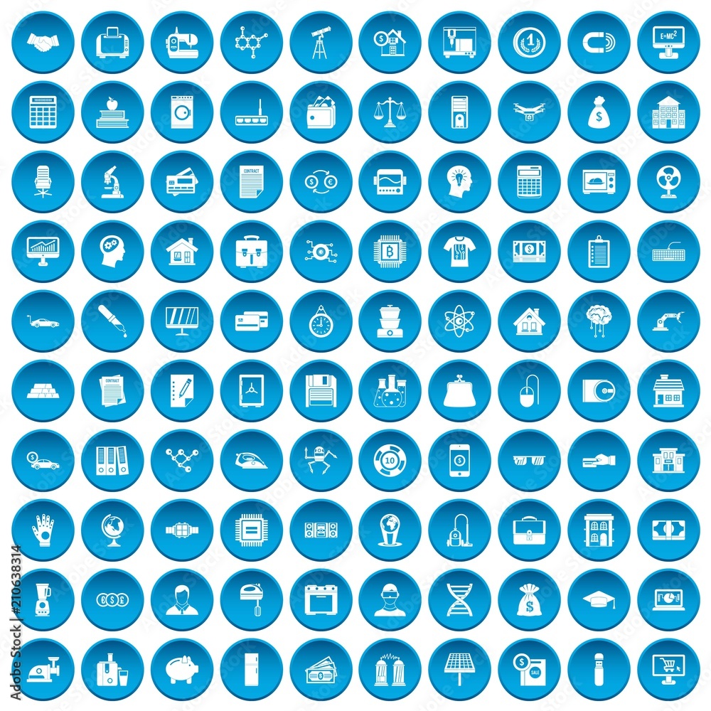 100 loans icons set in blue circle isolated on white vector illustration 100 loans icons set in blue circle isolated on white vector illustration