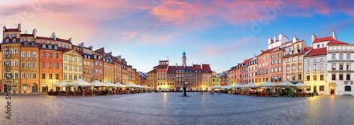 Obraz  z motywem Panorama of Warsaw odl town square, Rynek Starego Miasta, Poland