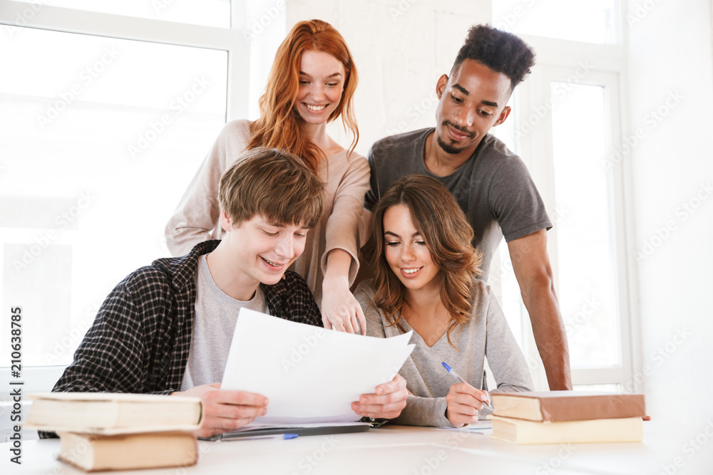 Image of smiling young friends students Image of smiling young friends students