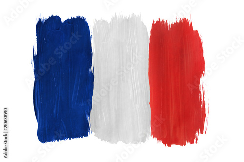 Painted French flag isolated photo