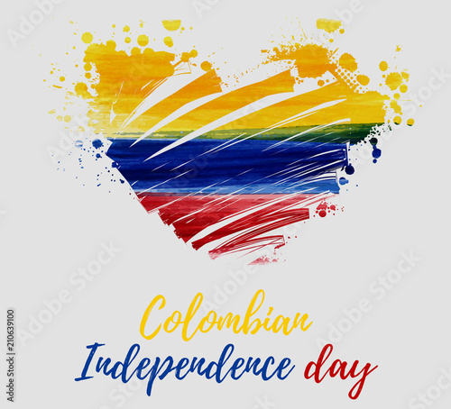 Colombia Independence day background with grunge flag