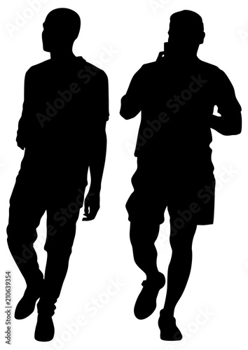 Fighting young street football fans against a white background